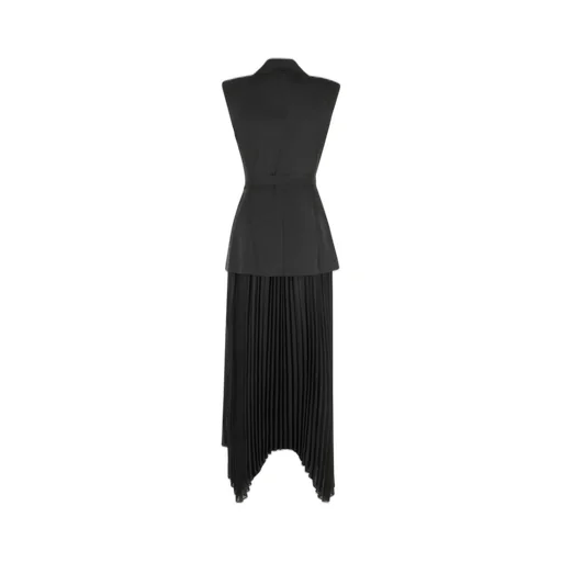 Sleeveless Blazer Dress With Pleated Skirt