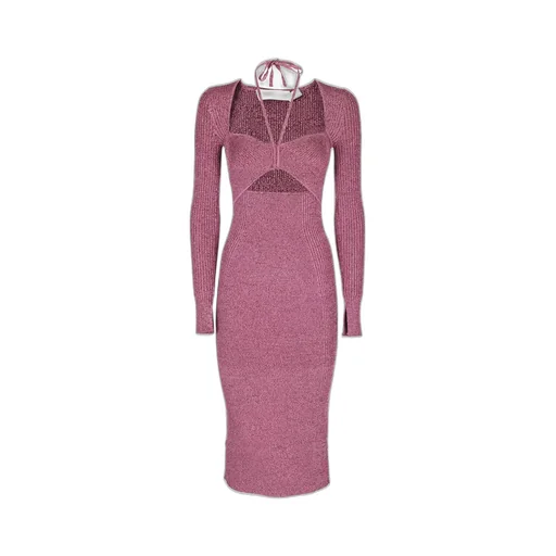 Ribbed Knit Midi Dress With Cut-Out Detail