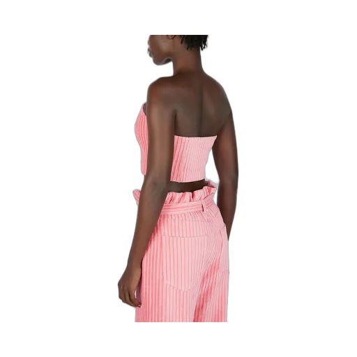 Pleated Strapless Crop Top