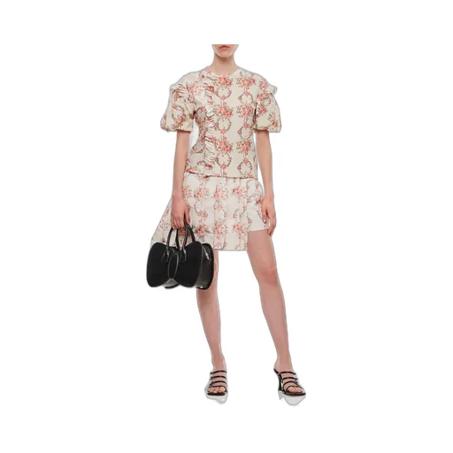 Pleated Floral Mini Skirt