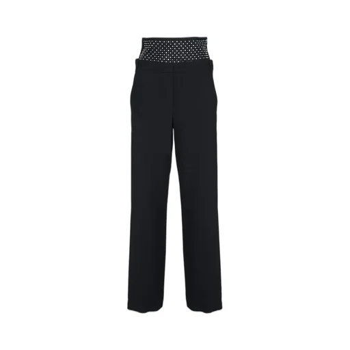High-Waisted Trousers With Embellished Waistband