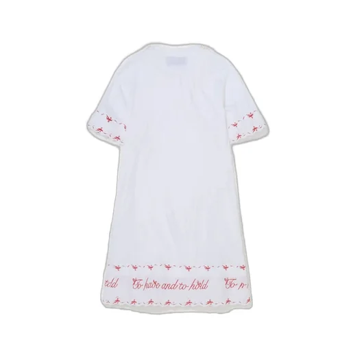 Dress With Embroidered Text And Bows
