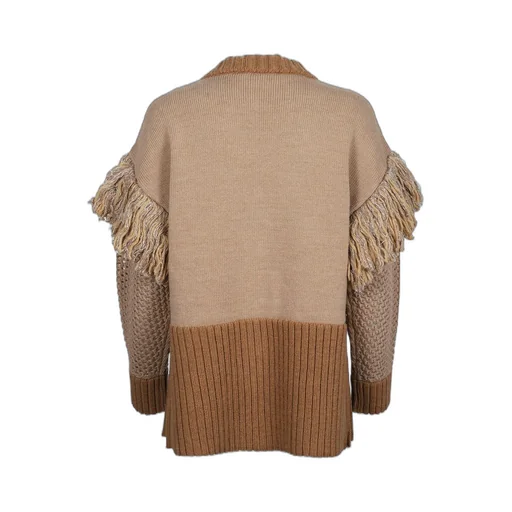Cardigan With Fringe And Crochet Sleeves