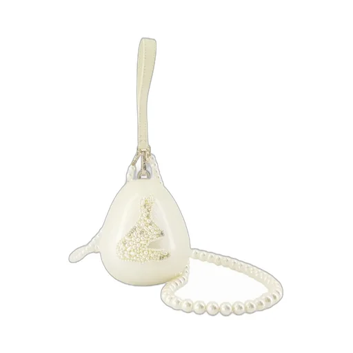 Egg-Shaped Clutch With Pearl Embellishment