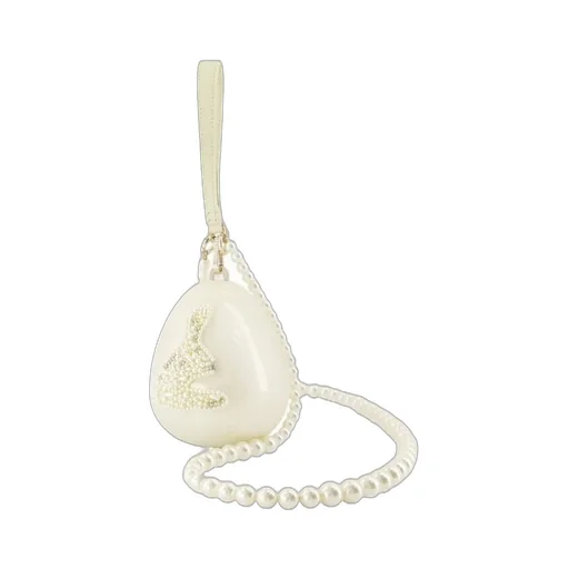 Egg-Shaped Clutch With Pearl Embellishment