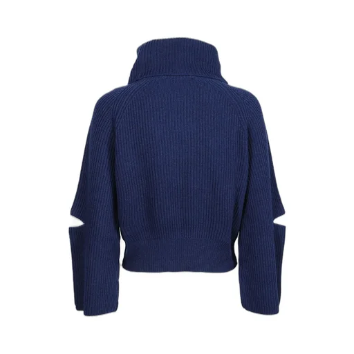 Turtleneck Sweater With Cut-Out Sleeves