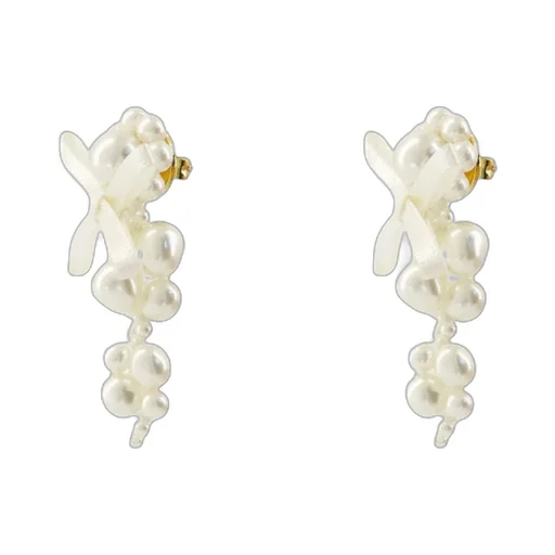 Pearl Drop Earrings With Bows