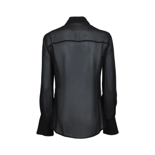 Sheer Button-Up Shirt With Embellished Collar