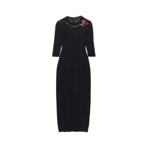 Long Sleeve Dress With Rose Embroidery