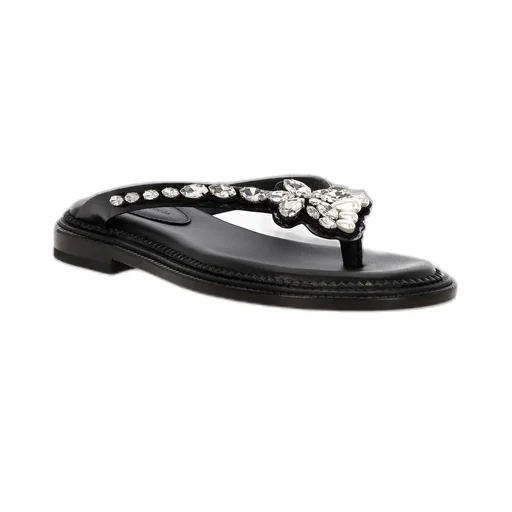 Thong Sandals With Crystal Embellishment