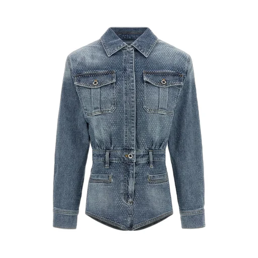 Denim Playsuit Embellished With Crystals