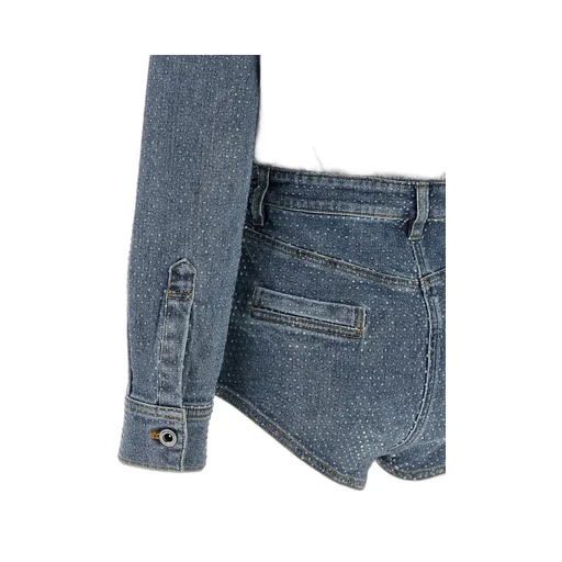 Denim Playsuit Embellished With Crystals