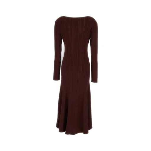 Ribbed Knit Midi Dress With Lace Trim