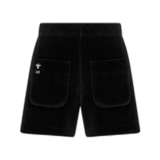 Velvet Shorts With Bee Embroidery