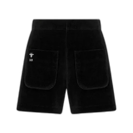 Velvet Shorts With Bee Embroidery