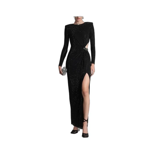 Sequined Gown With Cutout And Draping