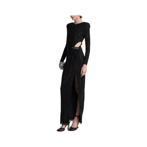 Sequined Gown With Cutout And Draping