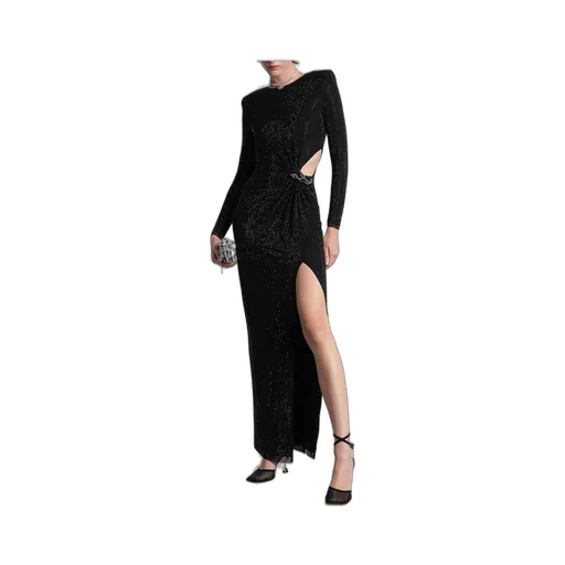 Sequined Gown With Cutout And Draping