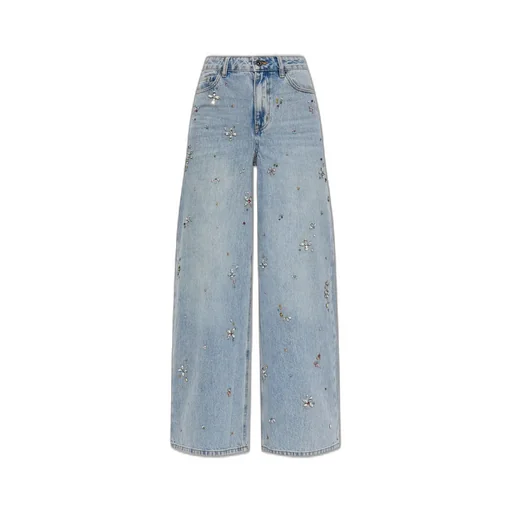 Wide-Leg Jeans With Floral Embellishments