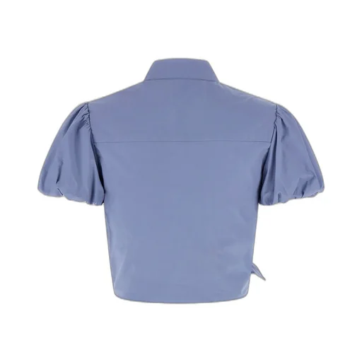 Cropped Shirt With Flower Applique