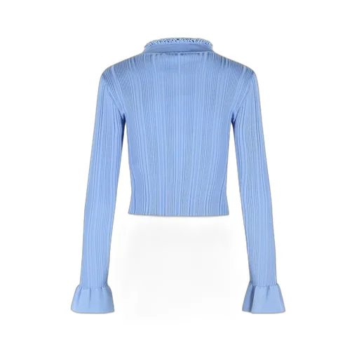 Ribbed Knit Cardigan With Beaded Trim