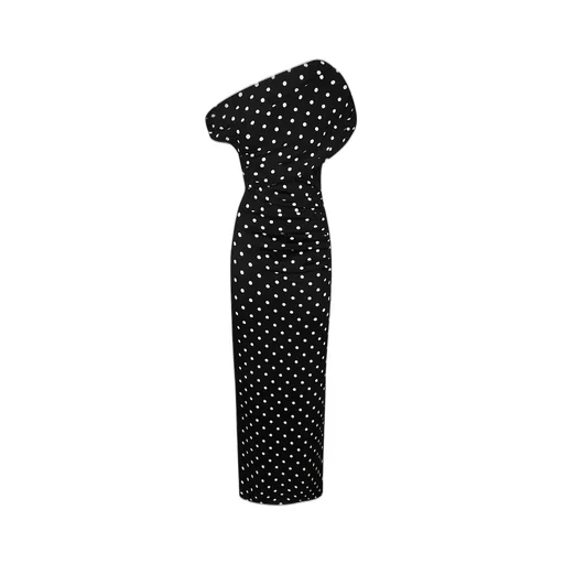 One Shoulder Polka Dot Maxi Dress