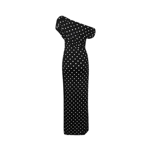 One Shoulder Polka Dot Maxi Dress