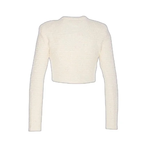 Cropped Tweed Cardigan With Embellished Collar