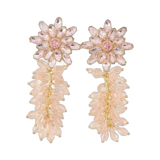 Floral Crystal Drop Earrings