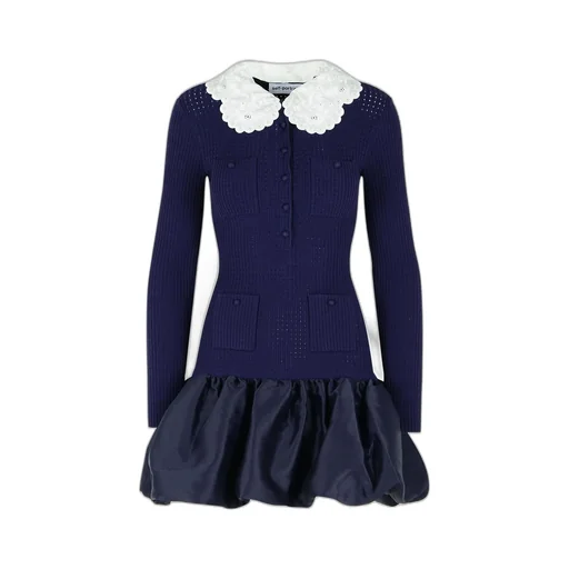 Ribbed Knit Dress With Ruffled Skirt