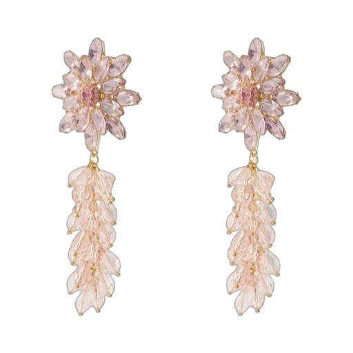 Floral Crystal Drop Earrings