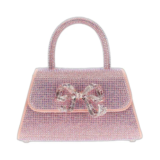 Rhinestone Bow Top Handle Bag