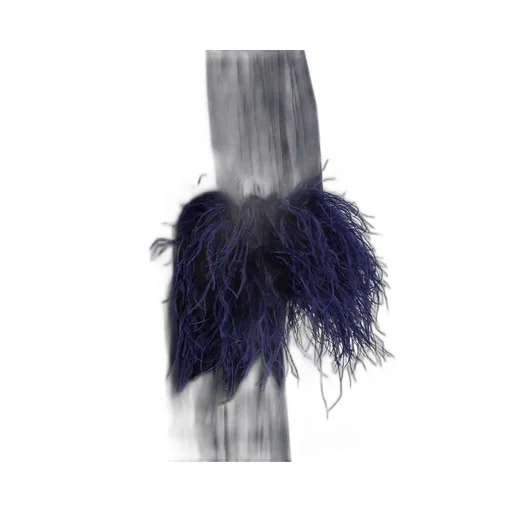 Pleated Maxi Dress With Feather Cuffs