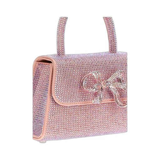 Rhinestone Bow Top Handle Bag
