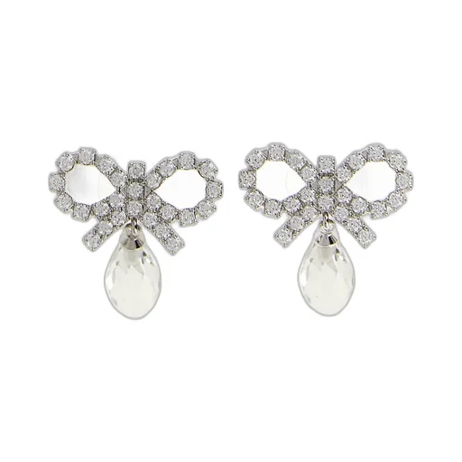 Bow Earrings With Crystal Drop
