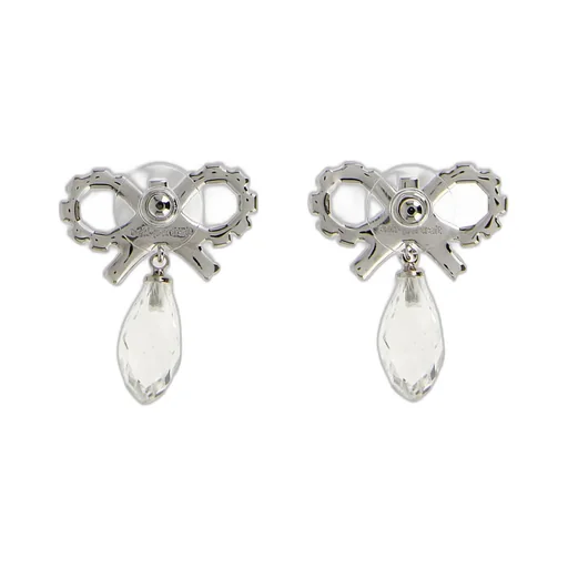 Bow Earrings With Crystal Drop