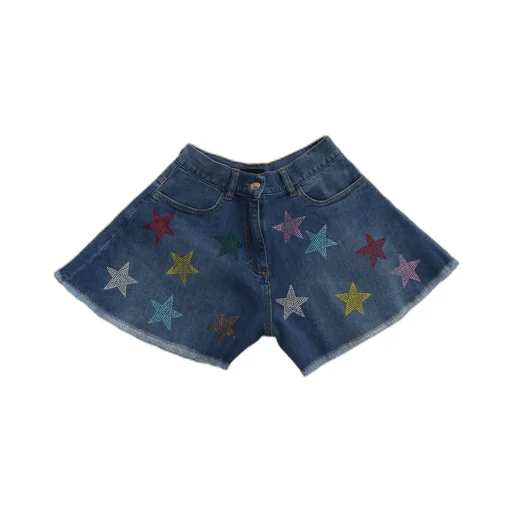 Monnalisa Star-Embellished Denim Shorts