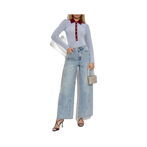 Wide-Leg Jeans With Floral Embellishments
