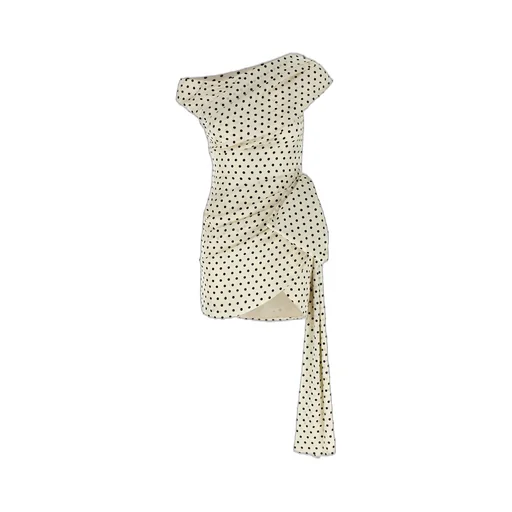One-Shoulder Polka Dot Mini Dress
