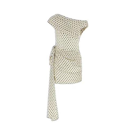One-Shoulder Polka Dot Mini Dress