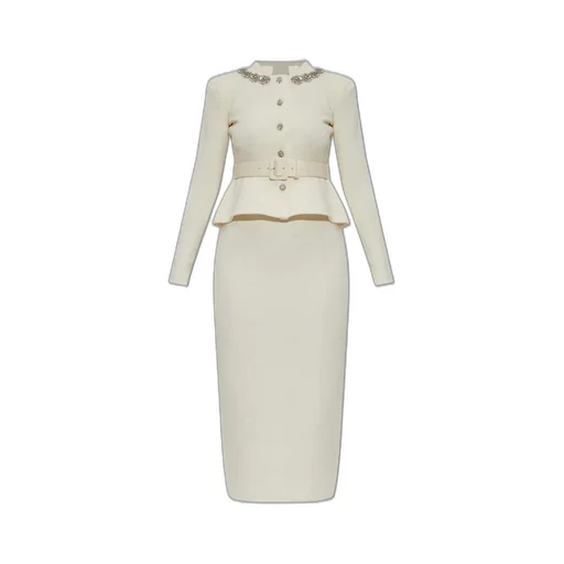 Embellished Cardigan And Skirt Set