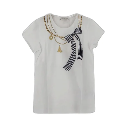 Monnalisa Chain-Detailed Bow-Printed Crewneck T-Shirt