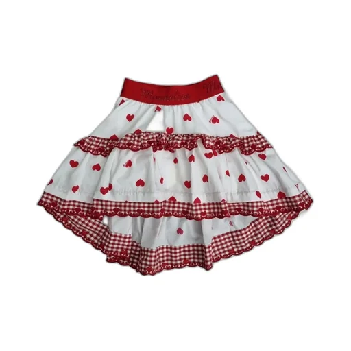Monnalisa Heart-Printed Ruffled Skirt