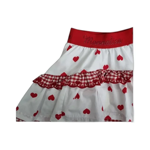 Monnalisa Heart-Printed Ruffled Skirt