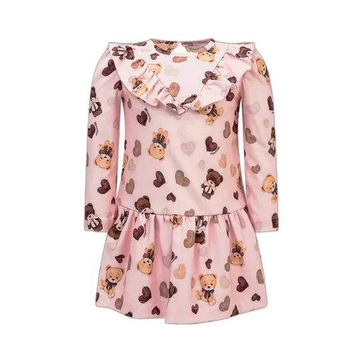 Monnalisa Graphic-Printed Ruffled Flared Dress