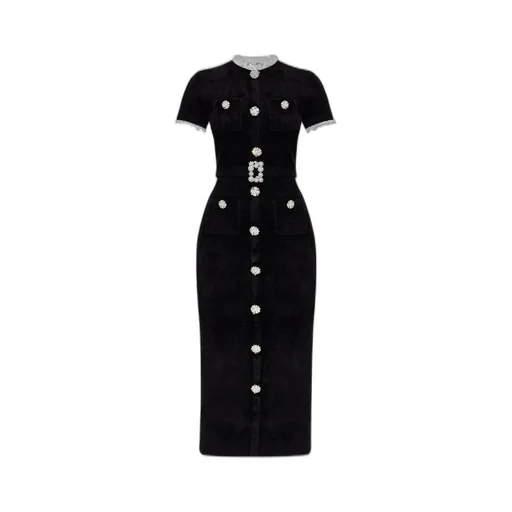 Button-Front Midi Dress