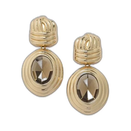 Oval Gem Drop Earrings