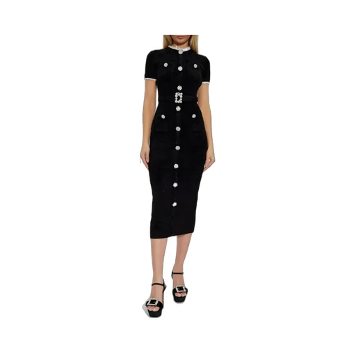 Button-Front Midi Dress