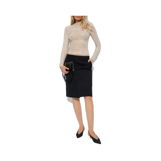 Long Sleeve Ruched Mesh Top