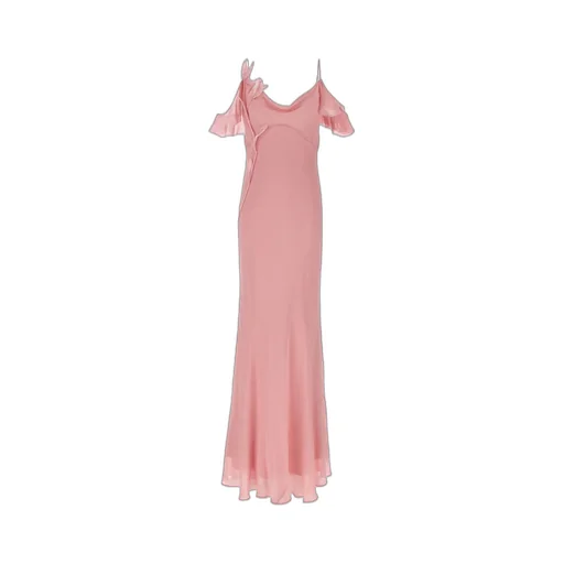 Ruffled Cold Shoulder Gown